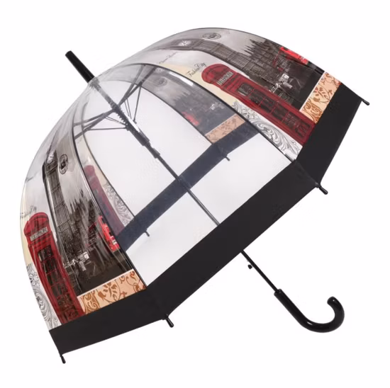 BSCI Factory OEM Promotion Advertising New Invention Wholesale Custom Designed Windproof Dome Shaped Clear Transparent Paraguas Rain Lady Guarda-chuvas para Presente