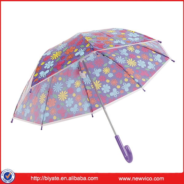 Manual Compact Poe Foldable Transparent Umbrella with DOT Printing