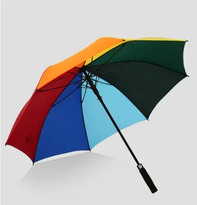 Guarda-chuvas de golfe de 27 polegadas 8 painéis coloridos automáticos abertos à prova d'água retos