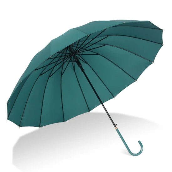 Guarda-chuva de golfe da moda verde cabo longo cor pura