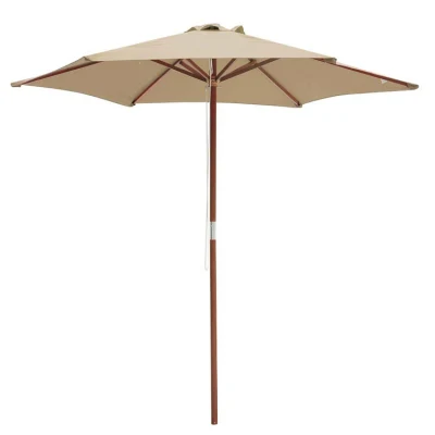 Guarda-chuva guarda-sol externo de tecido revestido de PVC com moldura de madeira