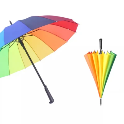 Guarda-chuvas promocionais 16K Rainbow Golf, guarda-chuva de golfe semiautomático à prova de vento e resistente ao sol Guarda-chuva de chuva reto